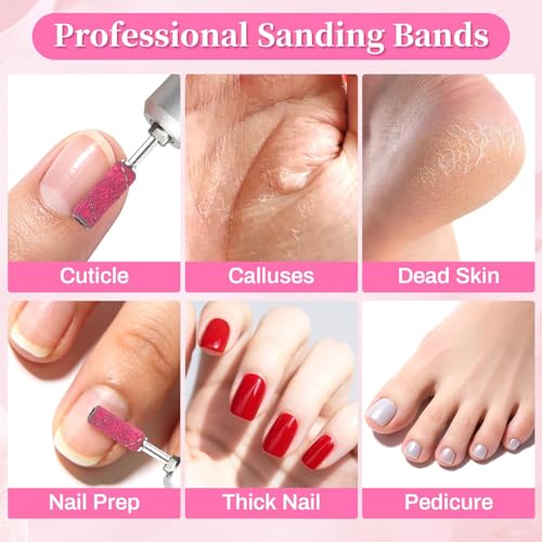 Sanding Bands for Nail Drill - 150pcs in 3 Grits with 3/32" Bit