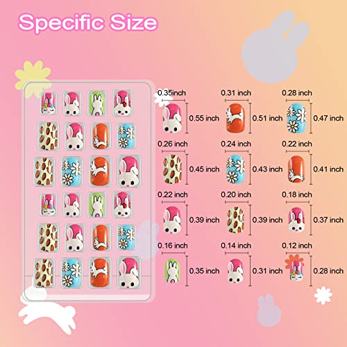 Allstarry 120pcs Children Press-On Nails with Glitter Gradient
