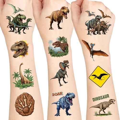 60PCS Dinosaur 3D Temporary Tattoos - Waterproof Temporary Tattoo Stickers for Birthday Decorations, Party Supplies, Party Favors, School Rewards Gifts