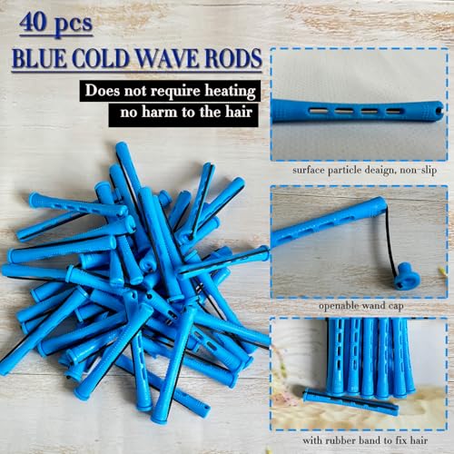 YOROSTAR 40pcs Blue Perm Rods Set for Natural Hair Curling