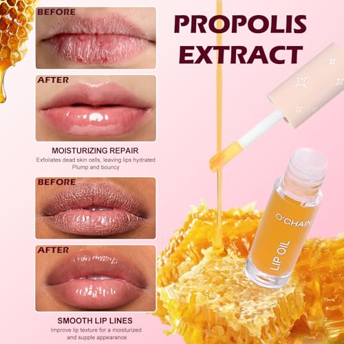 O'CHAIN 12 Color Lip Oil Set with Keychain - Moisturizing & High Shine