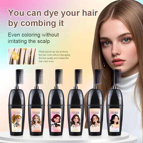 SEPSUMMER 3-in-1 Hair Color Comb - Brown Black Dye for Gray Coverage