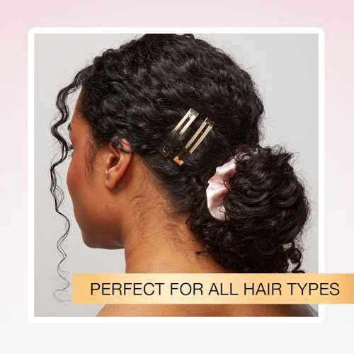Scunci by Conair No-Slip Grip Stay Tight Barrettes - hair barrettes for women - hair accessories for women - hair clips - Gold, Black and Silver - 6 Count