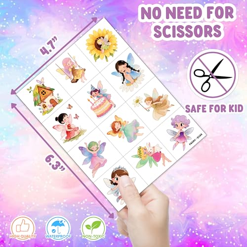 96 Fairy Temporary Tattoos for Kids - Pre-Cut Party Favors