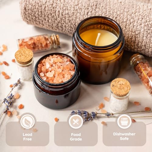 4 oz Amber Glass Jars with Lids, 24 Pack - Airtight