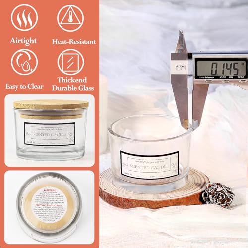 CONNOO 15 Pack 4oz Clear Glass Candle Jars with Bamboo Lids