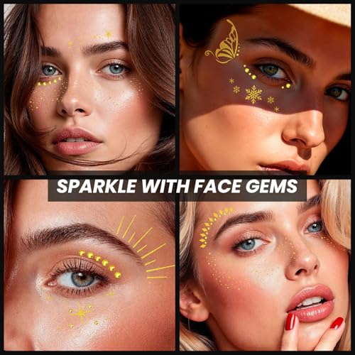 30Pc Glitter Freckles & Face Gems Temporary Tattoo Set