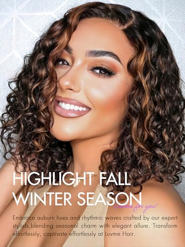 LUVME HAIR 12" Curly Bob Glueless Wig Blonde Highlights