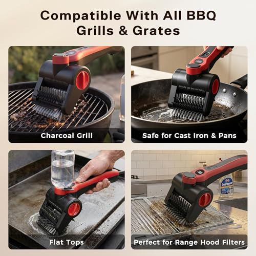 Nozrix Cordless Electric Grill Brush with Water Spray System