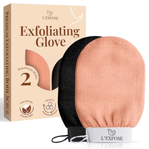 L'Exfose Korean Exfoliating Gloves 2-Pack - Natural Viscose