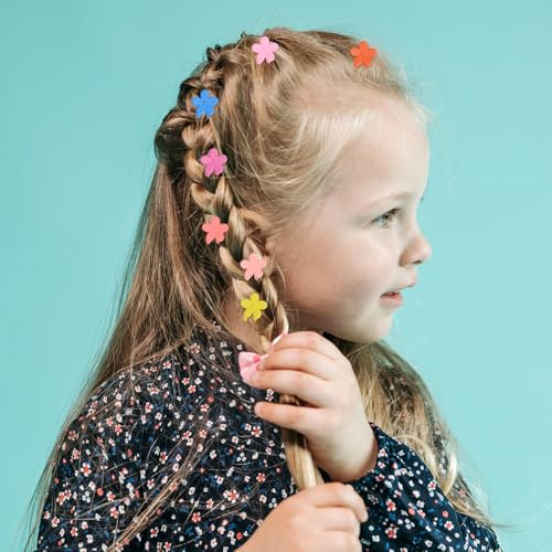 Mini Flower Hair Clips Set - Colorful Rainbow Claw Clips for Women & Girls - Matte / 50