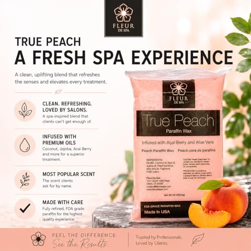 Fleur De Spa Paraffin Wax Refills - Peach Fragrance, 6 lb (Six 1 lb Bars)