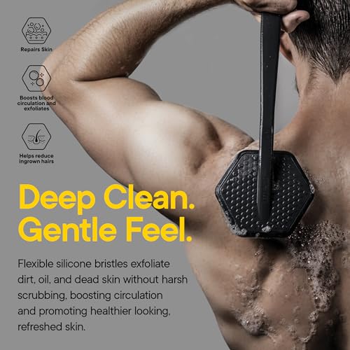 Silicone Back Scrubber with Long Handle - Charcoal