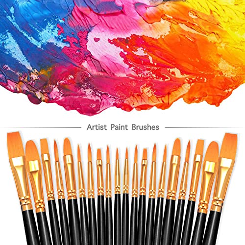 BOSOBO Paint Brushes Set, 10 Pieces Round Pointed Tip Paintbrushes Nylon Hair Artist Acrylic Paint Brushes for Acrylic Oil Watercolor, Face Nail Body Art, Miniature Detailing & Rock Painting, Black