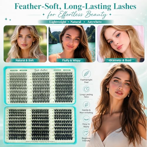 Lash Clusters Kit 600 Pcs D Curl Wispy 9-16mm Extensions