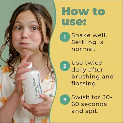 Happy Tooth Hydroxyapatite Mouthwash, Fluoride Free, Teeth Whitening, Remineralizing for Enamel Strength, Fresh Breath, Oral Microbiome Support, Dentist Formulated, Gentle Care, Fresh Mint, 20 Fl Oz