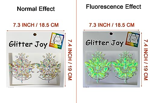 Glow in The Dark Body Gems Stick On Luminous Jewels, 2-Pack