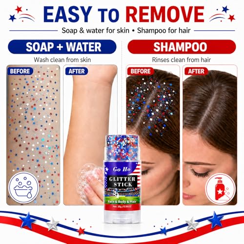 Red White Blue Glitter Stick Face & Hair Makeup