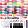 phoenixy 61 PCS Gel Nail Polish Kit with U V Light, 40 Basic Colors Collection Gel Nail Polish Set with 48W Nail Lamp Manicure Starter Gel Nail Kit Base Top Coat Christmas Gifts for Women