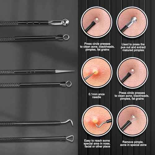 Teenitor Blackhead Remover Tools and Pimple Popper Tool Kit, 9 Pcs Stainless Steel Black Head Remover for Face Tool Comedone Extractor Tool for Blackhead, Pimple, Ance, Whitehead, Facial Hair