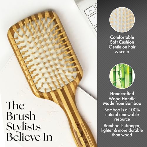 Olivia Garden Healthy Hair Eco-Friendly Bamboo Ionic Massage Hair Brush HH-4 (Paddle Large)