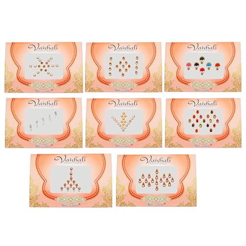 Crystal Bindi Pack of 8 - Self-Adhesive Forehead Jewels