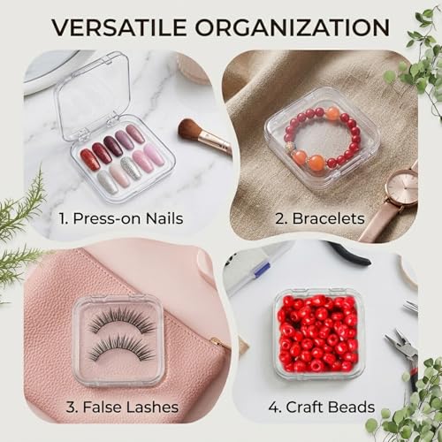 Press On Nail Storage Box Set – 10 Clear Cases + 36 Tape