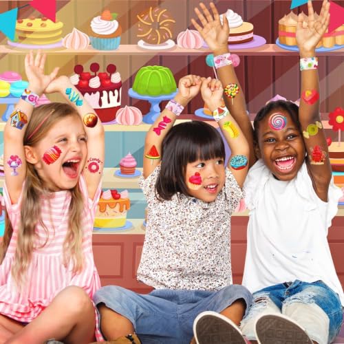 96-Piece Candyland Party Favors Set - Slap Bracelets & Tattoos