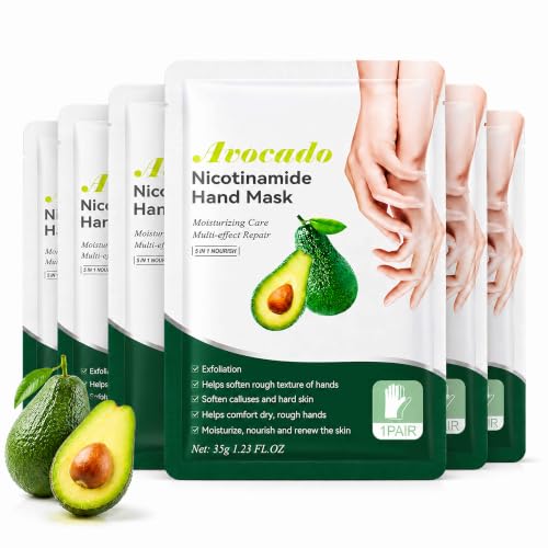 Avocado Moisturizing Hand Mask Gloves, 5 Pairs - Hydrating Hand Care