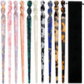 Tortoise Shell Hair Sticks - 10 Piece Acetate Hairpin Set