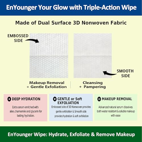 EnYounger 3-in-1 Makeup Removal Wipes - 50 Count Twin Pack