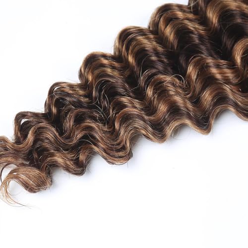 P4/30 Light Brown Deep Wave Human Hair Bundles 26 Inch