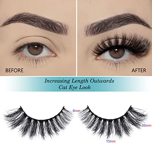 3D Mink False Eyelashes 10 Pairs 5 Styles Wispy Fluffy