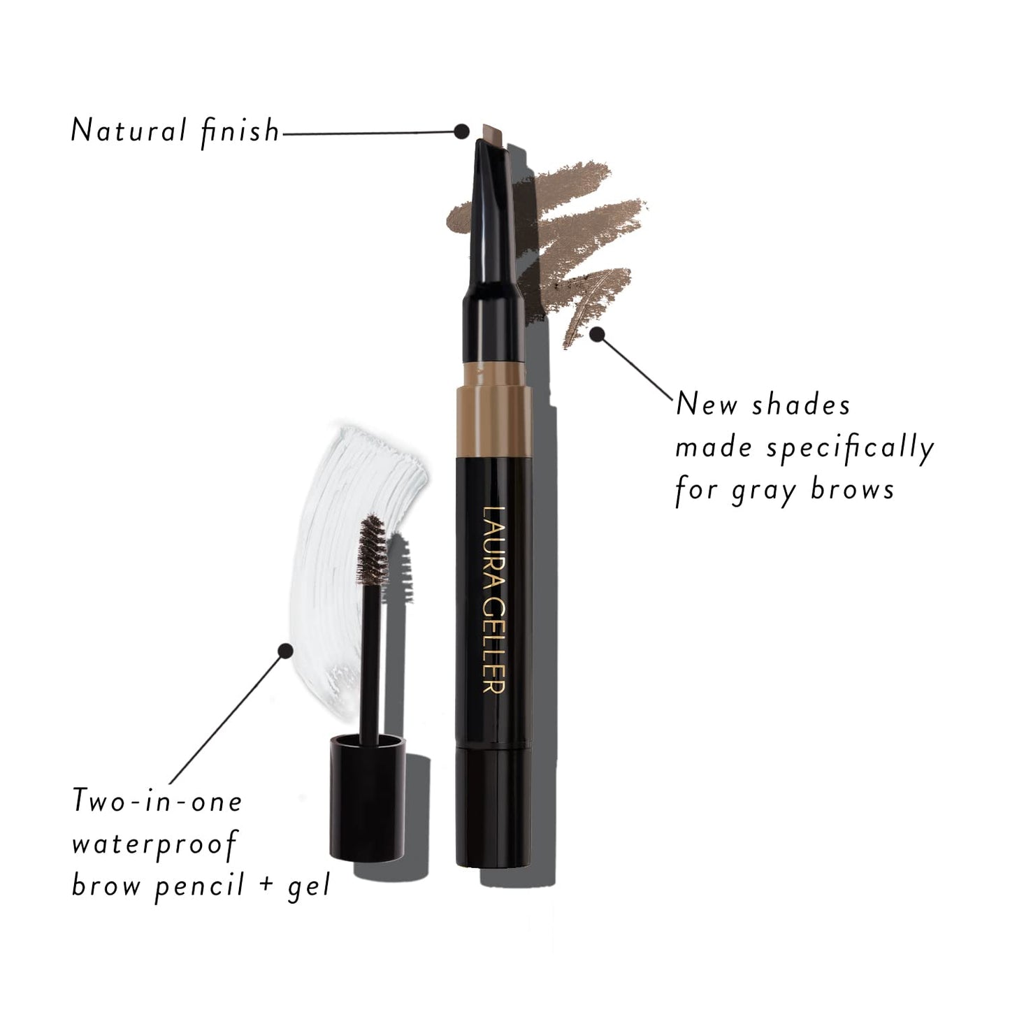 LAURA GELLER NEW YORK Sculpt-n-Stay Waterproof Brow Pencil & Gel- Soft Black