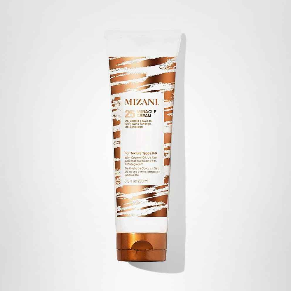Mizani 25 Miracle Leave-In Curl Cream - Anti-Frizz Heat Protectant, Adds Lightweight Moisture & Softness, With Coconut Oil, For Natural & Curly Hair