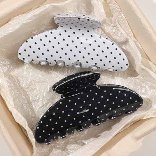 Acetate Hair Claw Clips 4-inch Red Polka Dot Strong Hold