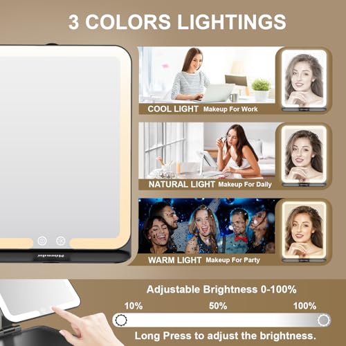 Mocado Rechargeable Travel Makeup Mirror with Adjustable Light
