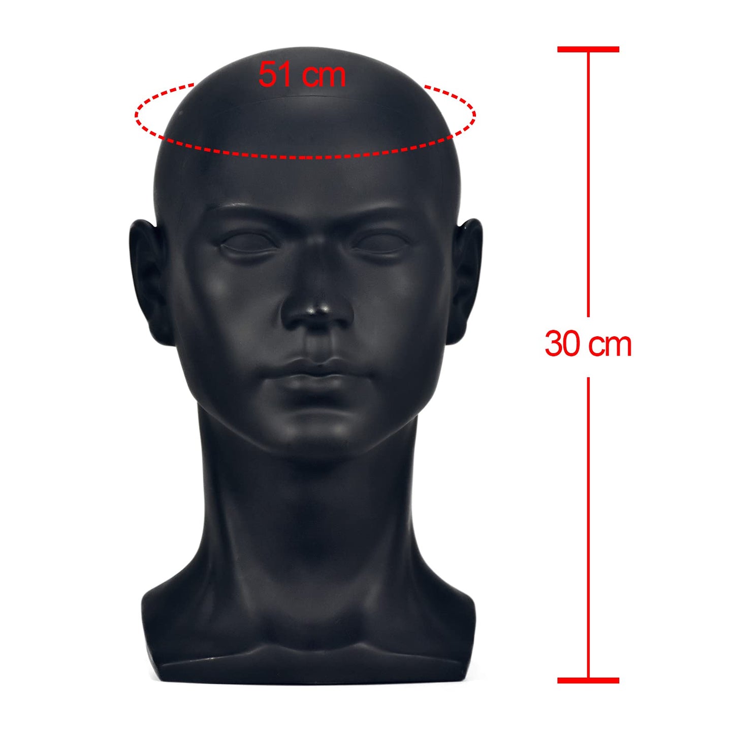 FanLin Male Mannequin Head Professional Manikin Head for Display Wigs Hats Headphone Mask Sunglasses Jewelry and Scravat Display Stand (Matte-Black)