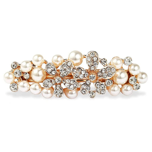 Yusier Small Pearl Hair Accessories Metal Vintage Hair Barrettes French Double Clasp Barrettes Decorative Hair Clasps Accessories for Women Girls