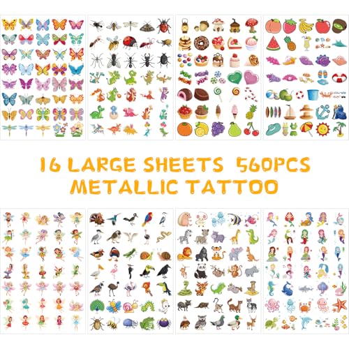 560 Temporary Tattoos for Kids – Waterproof Designs