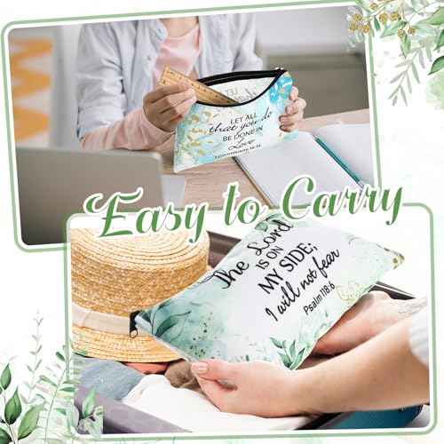 Talltalk 8 Pcs Christian Makeup Bag Bulk for Women Bible Verse Pencil Pouch Inspirational Religious Cosmetic Bag with Zipper Christian Gifts for Women Travel Christmas Birthday Party(Colorful Pattern)