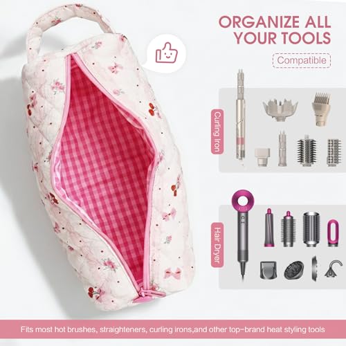 Travel Hair Tools Organizer Bag for Dyson Airwrap & Shark | Pink