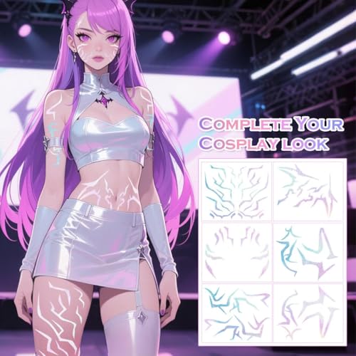 6 Sheet Temporary Tattoos - Waterproof Realistic Designs for Cosplay