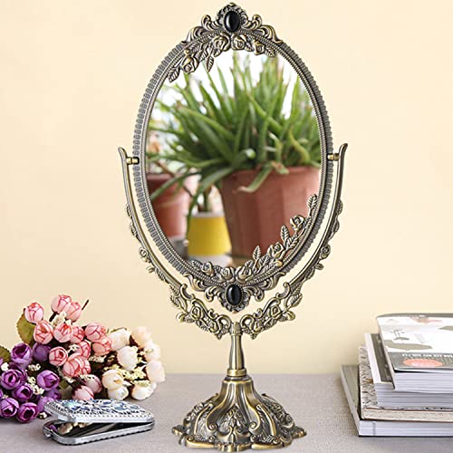 Hsiwto Vintage Double-Sided Makeup Mirror with 360° Rotation