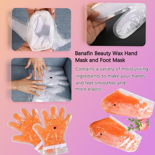4 Pairs Paraffin Wax Gloves and Socks, Paraffin Wax for Hand and Feet, Paraffin Hand and Foot Gloves Booties for Intensive Hydration At Home Or Spa (peach)