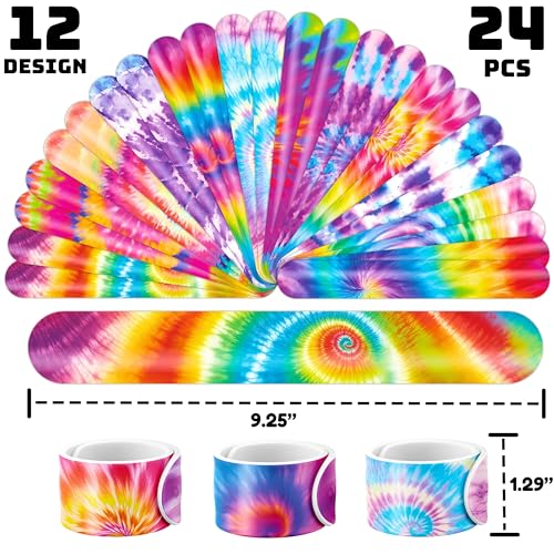 Tie Dye Party Favor Set - 48 Temporary Tattoos & 24 Slap Bracelets