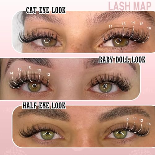 Goddvenus G-Wispy Natural Clusters Lash Extension Kit - Waterproof 192pcs DIY Eyelash Clusters with Glue & Tweezers