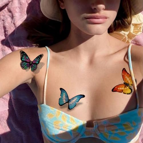 148 Individually Sheets Butterfly Temporary Tattoos for Girls Women - 3D Realistic Butterfly Tattoos for Kids Birthday Party Favors Goodie Bag Fillers