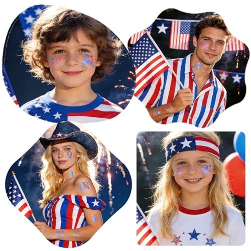 4th of July Metallic Tattoo Markers & Stencils Set