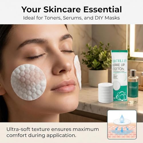 300 Cotton Rounds - Lint Free Makeup Pads for Face Cleansing